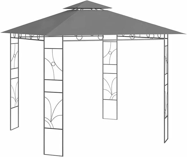 Pavilon, zahradní pavilon, stříška, pergola, slunečník pro terasu, zahradní stan, ochrana proti slunci, rozměry 3x3x2,7 m, barva antracit, gramáž 160 g/m²