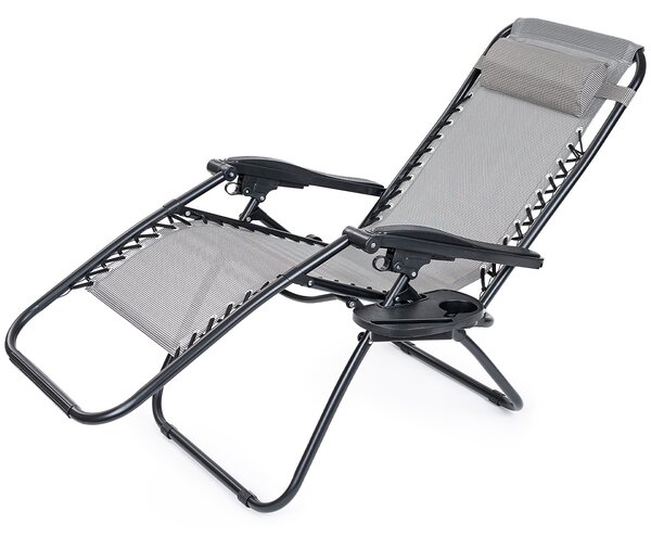 4Home Zahradní plážové polohovací křeslo Relax, šedá