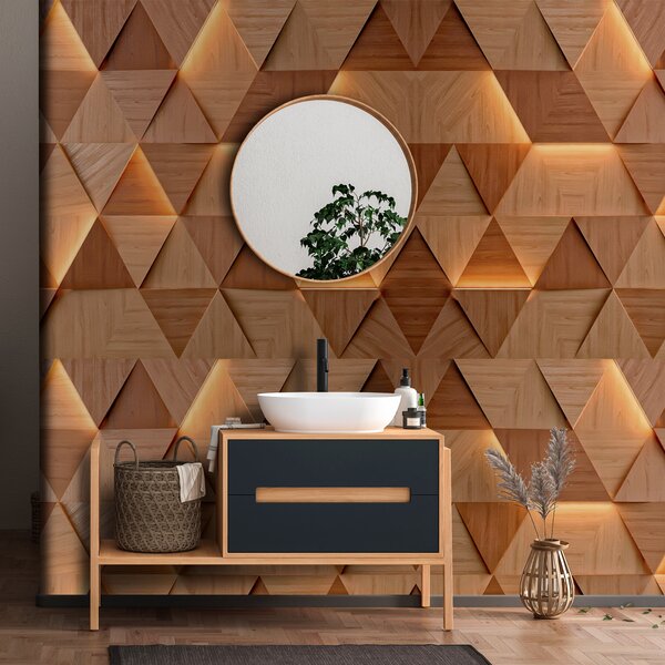 Fototapeta Stěna se vzorem trojúhelníků, Geometrické 3D fototapety, Populární fototapety, u99280 - Tapeko.co.cz