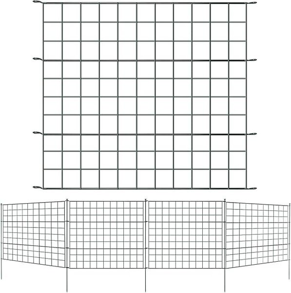Plotová zábrana, zahradní plot, panelový plot, kompletní sada, kov, 15 panelů, délka 11,25 m, včetně 18 upevňovacích tyčí, rovný panelový plot pro oddělení zvířat, zelená barva