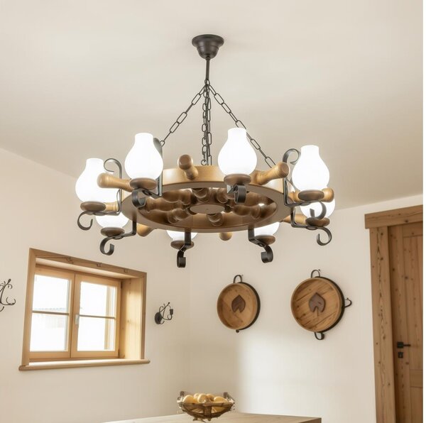 Brilagi - Lustr na řetězu TIMONA 8xE14/40W/230V pr. 70 cm buk/ořech