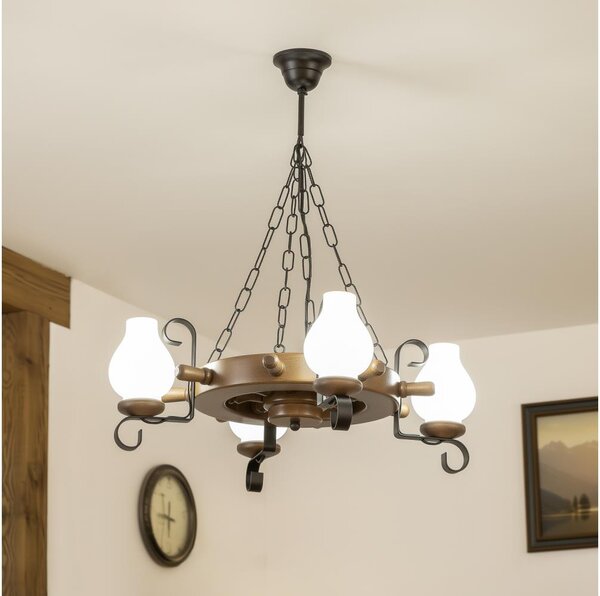 Brilagi - Lustr na řetězu TIMONA 4xE14/40W/230V pr. 50 cm buk/ořech