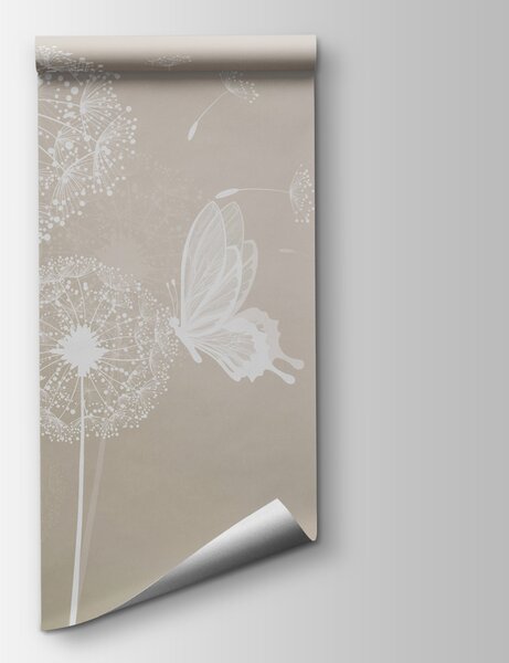 Fototapeta Bílé pampelišky s poletujícími motýly, Přírodní fototapety, Populární fototapety, u99597 - Tapeko.co.cz