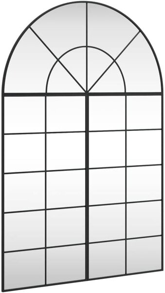 Zrcadlo na zeď, černé, 100x150 cm, zakřivené – Velké oblé zrcadlo s železným rámem, vhodné do chodby, obývacího pokoje a ložnice – Elegantní kovové zrcadlo s ochrannou fólií proti rozbití