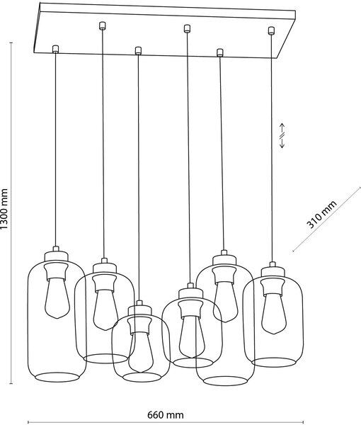 TK Lighting Marco závěsné svítidlo 6x15 W černá-zelená-hnědá 3328