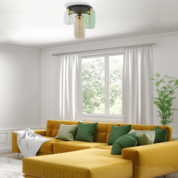 TK Lighting Marco stropní světlo 3x15 W černá-zelená-průhledná-jantarová 3318