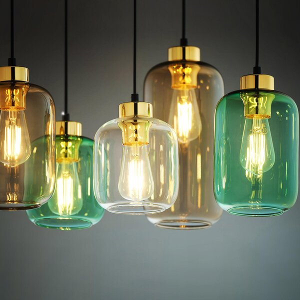 TK Lighting Marco závěsné svítidlo 6x15 W černá-zelená-hnědá 3328