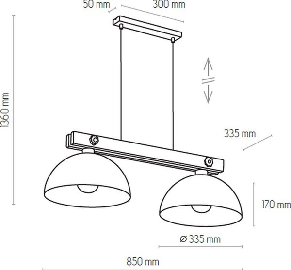TK Lighting Oslo závěsné svítidlo 2x60 W černá-dřevo 1706