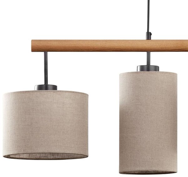 TK Lighting Deva Nature závěsné svítidlo 4x15 W černá-šedá/popelavá-dřevo-béžová 6108