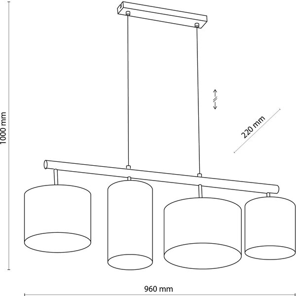 TK Lighting Deva Nature závěsné svítidlo 4x15 W černá-šedá/popelavá-dřevo-béžová 6108