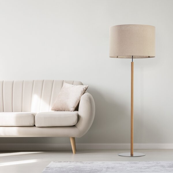 TK Lighting Deva Nature stojací lampa 1x15 W černá-šedá-dřevo-béžová 5199