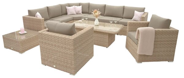 Ratanový stůl výsuvný jídelní/odkládací 150 x 80 cm MALIBU (cappuccino)