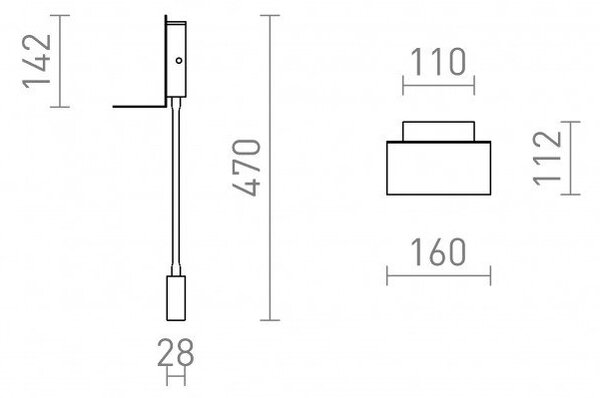ROSTAM nástěnná s USB černá 230V LED 2x3W 3000K - RED - DESIGN RENDL