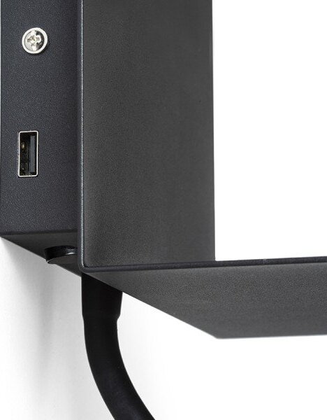 ROSTAM nástěnná s USB černá 230V LED 2x3W 3000K - RED - DESIGN RENDL