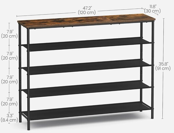 SONGMICS Botník Vasagle Kua 120 cm hnědý/černý