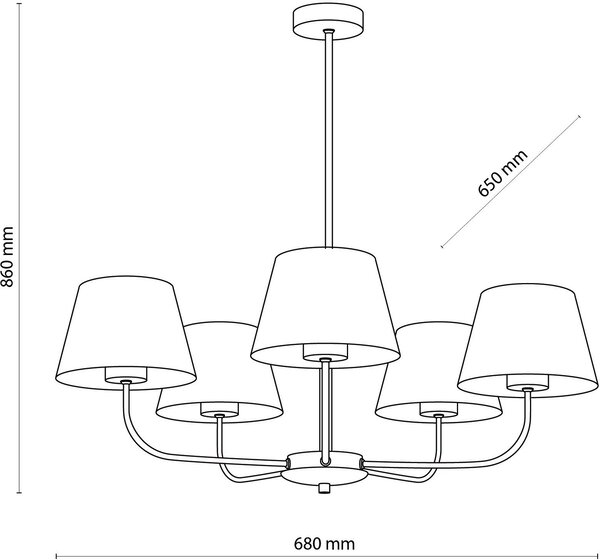 TK Lighting Chicago závěsné svítidlo 5x60 W černá 3989