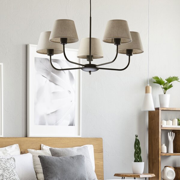 TK Lighting Chicago závěsné svítidlo 5x60 W černá 3989