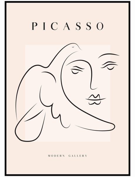 Pablo Picasso - Holubice a obličej Rozměr plakátu: 40 x 50 cm