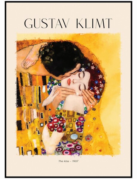 Gustav Klimt - Polibek Rozměr plakátu: A4 (21 x 29,7 cm)