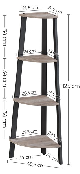 SONGMICS Rohový regál Vasagle Fila černo-šedý