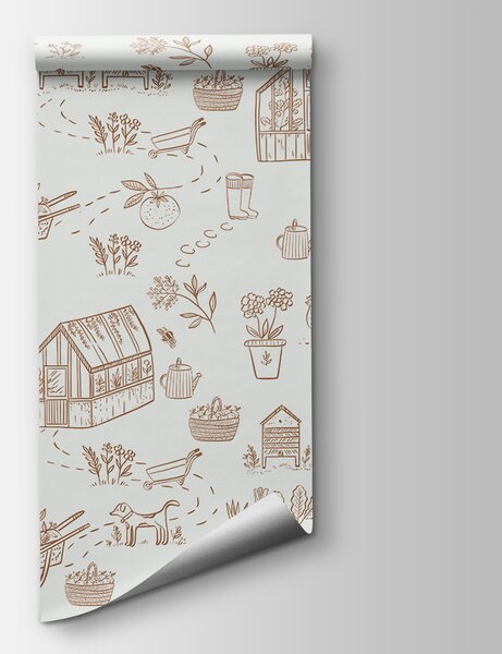 Fototapeta Vzor zahradnického nářadí a rostlin, Designové fototapety na zeď, Populární fototapety, w00254v1 - Tapeko.co.cz
