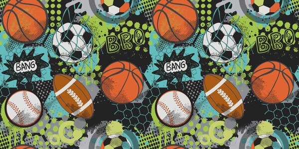 Fototapeta Vzor sportovních míčů, Fototapety pro dospívající dívky, Populární fototapety, u99729 - Tapeko.co.cz