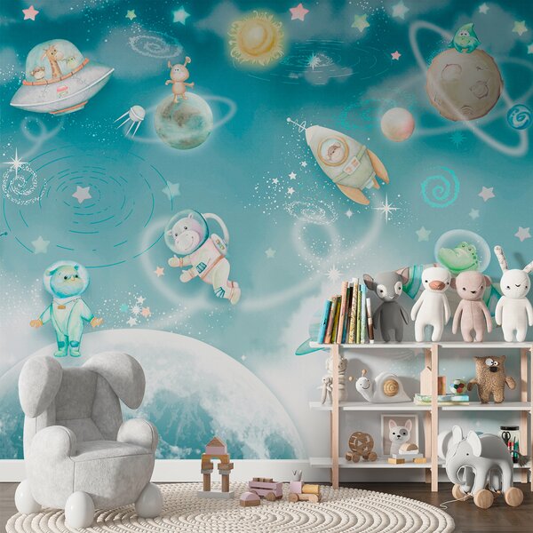 Fototapety Kosmická a galaktická dobrodružství zvířat astronautů, Fototapety dětské, Fototapety skandinávské pro děti, w00343 : uwalls.cz