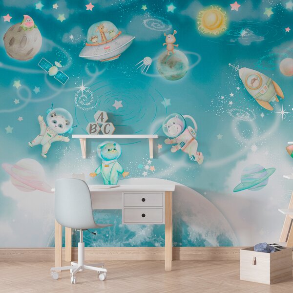 Fototapety Kosmická a galaktická dobrodružství zvířat astronautů, Fototapety dětské, Fototapety skandinávské pro děti, w00343 : uwalls.cz