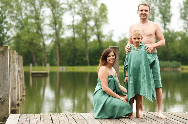 Nelly pánský lněný saunový kilt, barva zelená, velikost 82-125cm