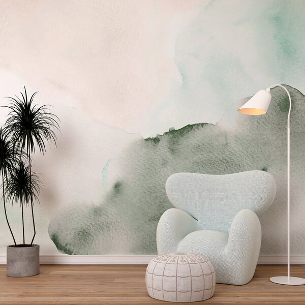 Fototapety Trendy akvarelové skvrny dekor minimalismus zelená, Fototapety akvarel, w00376 : uwalls.cz