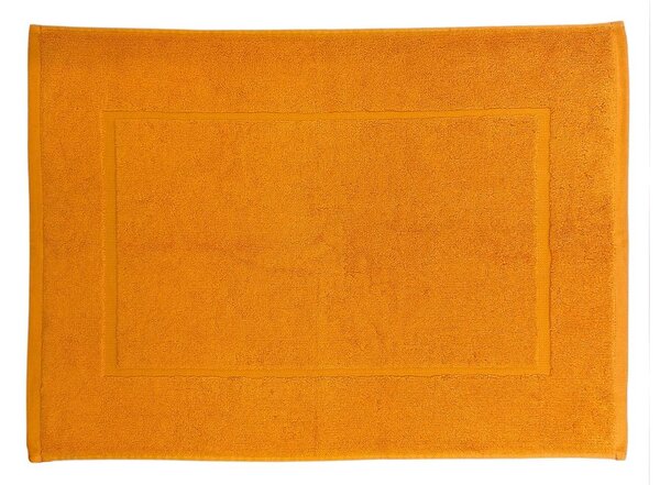 Koupelnová přeložka Comfort v oranžové barvě. Rozměr předložky je 50x70 cm