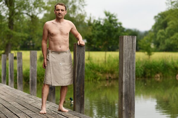Nelly pánský lněný saunový kilt, barva přírodní, velikost 82-125cm
