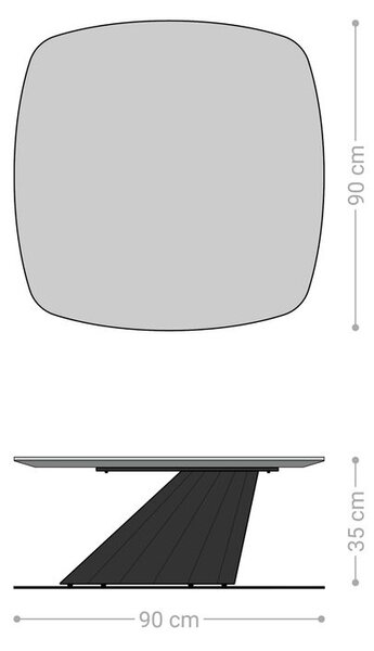 DELIFE Konferenční stolek Edge Boot 90x90 cm dub přírodní švýcarská hrana Parabi Metallic stříbrná