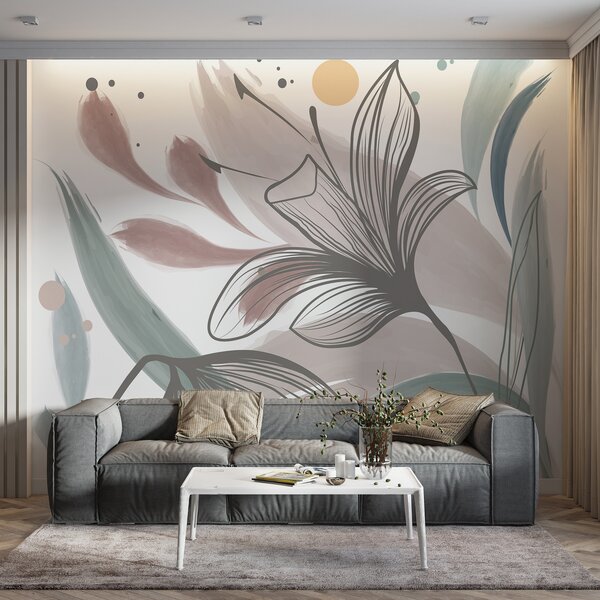 Fototapety Dvě velké květiny na světlém pozadí, Fototapety boho, w00411 : uwalls.cz