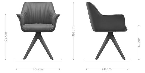DELIFE Jídelní židle Keila-Flex s područkami strukturovaná látka Měkký šedá dřevěná podnož hranatá přírodní 180° otočná