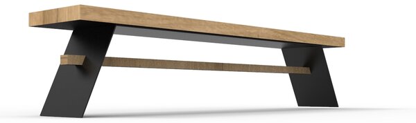 Lavice z dubového masivu Orfel v industriálním designu Velikost lavice: 1500x400 (mm)