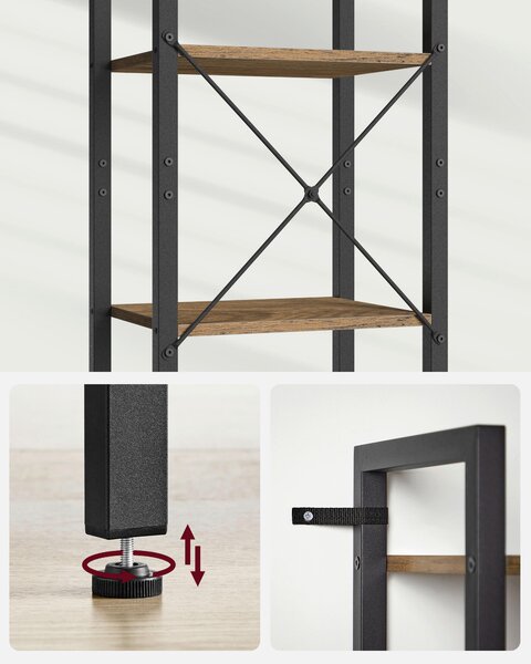 REGÁL, černá, barvy vlašských ořechů, ocel, 40/186/30 cm Boxxx - Knihovny, Online Only