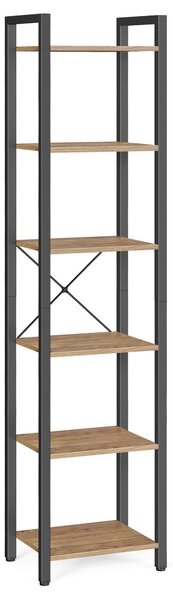 REGÁL, černá, barvy vlašských ořechů, ocel, 40/186/30 cm Boxxx - Knihovny, Online Only