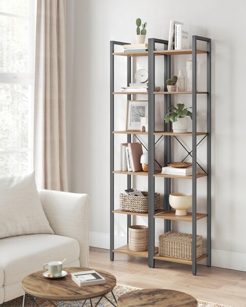 REGÁL, černá, barvy vlašských ořechů, ocel, 40/186/30 cm Boxxx - Knihovny, Online Only