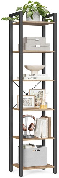 REGÁL, černá, barvy vlašských ořechů, ocel, 40/186/30 cm Boxxx - Knihovny, Online Only