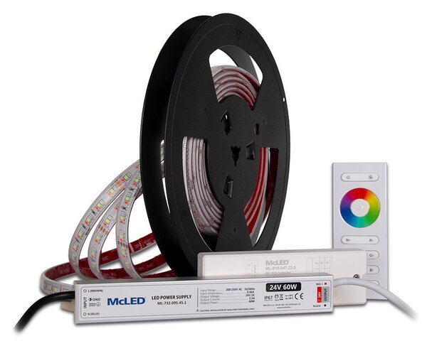 MCLED sestava LED pásek do sauny RGB 5m + kabel + trafo + stmívání