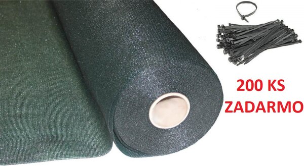 EKSPAND Stínící síť 1,5 x 25 m 60% stín ZELENÁ + 200 ks stahovací pásky ZDARMA