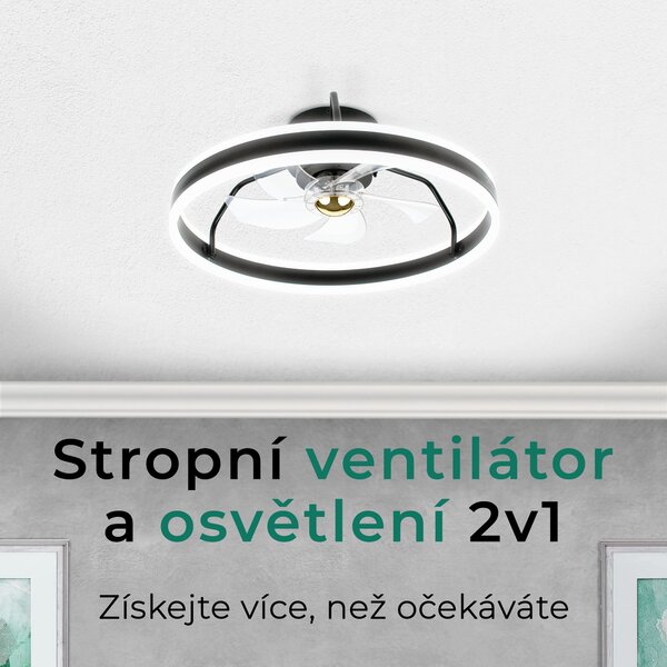 Noaton 16050B (2024) Atria, černá, stropní ventilátor se světlem (Použitý, Záruka 21 měsíců)