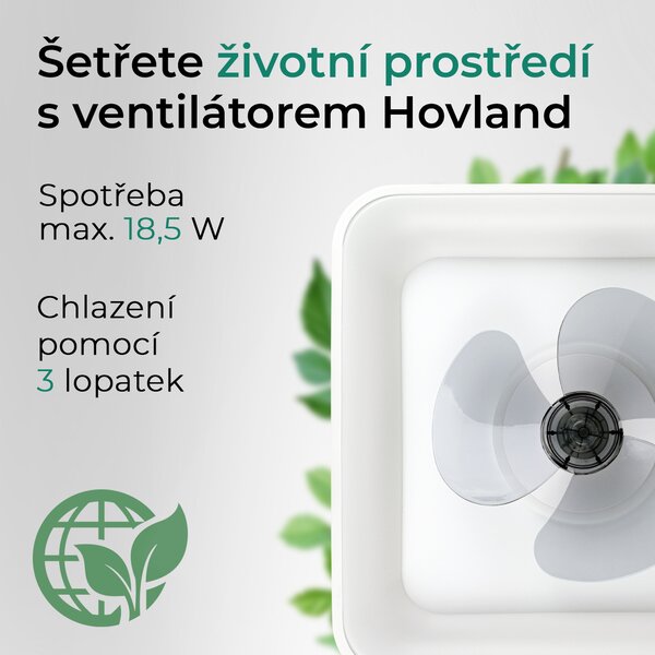 Noaton 14050W Hovland, bílá, stropní ventilátor se světlem