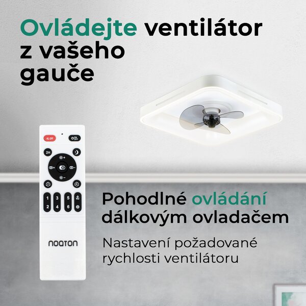 Noaton 14050W Hovland, bílá, stropní ventilátor se světlem