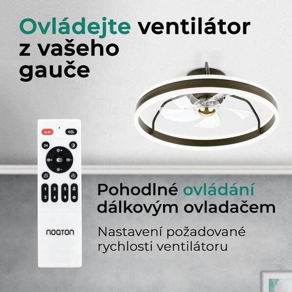 Noaton 16050B (2024) Atria, černá, stropní ventilátor se světlem (Použitý, Záruka 21 měsíců)