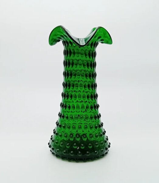 Sklárna Častolovice - Váza 32cm - Hobnail - Ananas - tmavě zelená