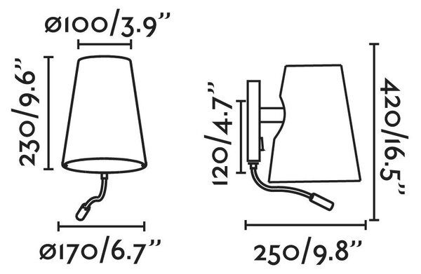 LUPE černá/béžová nástěnná lampa se čtecí lampičkou - FARO