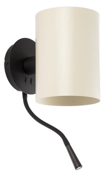 GUADALUPE nástěnná lampa, černá/béžová, se čtecí lampičkou - FARO