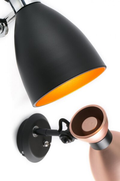 RETRO nástěnná lampa, černá a měď - FARO